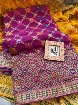 Pure Georgette Patols Weaving Sarees (9)