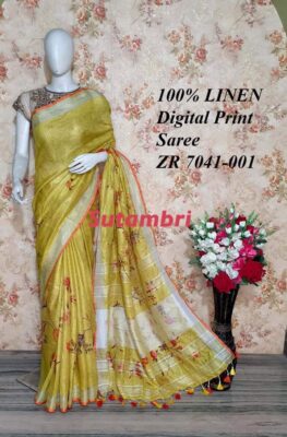 Pure Printed Linen Sarees (1)