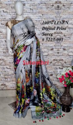 Pure Printed Linen Sarees (10)