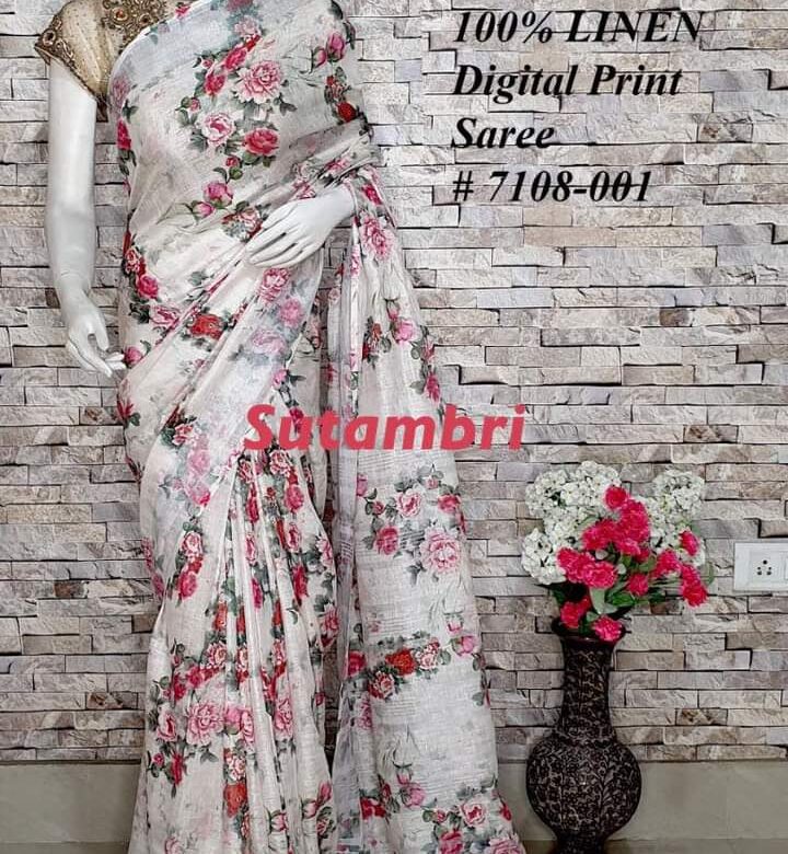 Pure Printed Linen Sarees (11)
