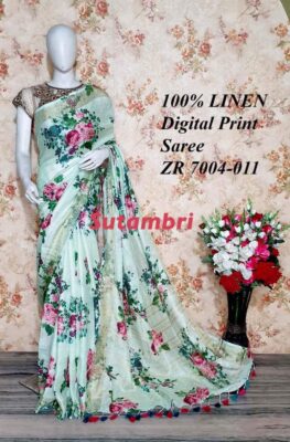 Pure Printed Linen Sarees (15)