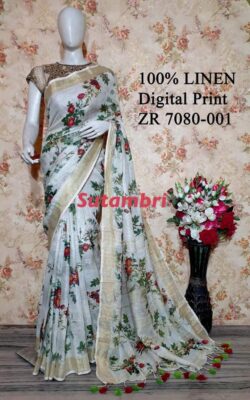 Pure Printed Linen Sarees (16)