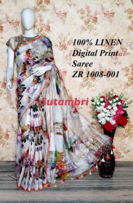 Pure Printed Linen Sarees (17)