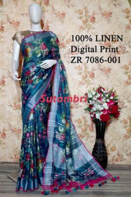 Pure Printed Linen Sarees (2)