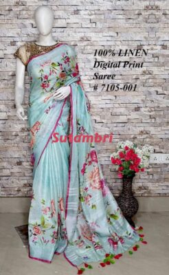 Pure Printed Linen Sarees (20)