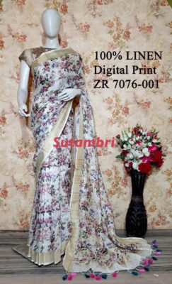 Pure Printed Linen Sarees (23)