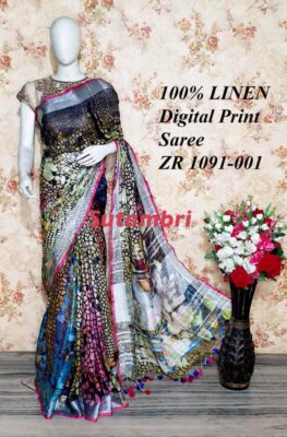 Pure Printed Linen Sarees (5)