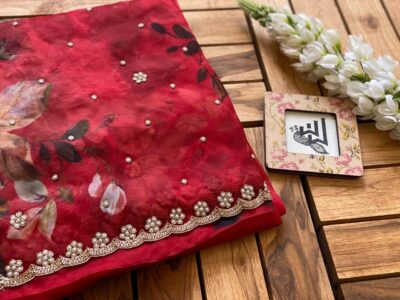 Pure Printed Organza Sarees With Blouse (31)