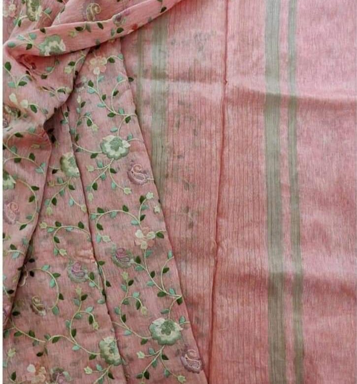 Embroidary Silk Linen Sarees (9)