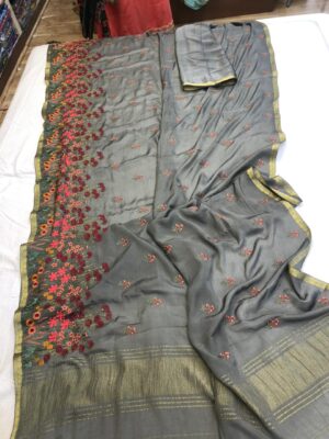 Latest Crepe Embroidary Sarees With Price (2)