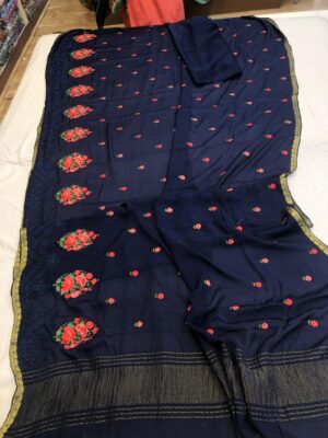 Latest Crepe Embroidary Sarees With Price (6)