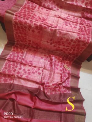 Pure Zari Tussar With Block Printed Sarees (10)