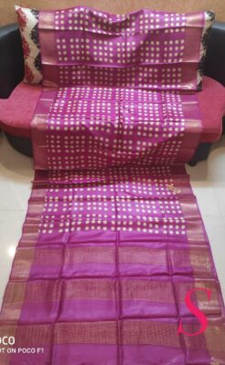 Pure Zari Tussar With Block Printed Sarees (15)