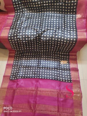 Pure Zari Tussar With Block Printed Sarees (20)
