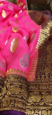 Pure Khaddi Georgette Fabric With Contrast Blouse (12)