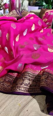 Pure Khaddi Georgette Fabric With Contrast Blouse (31)