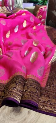 Pure Khaddi Georgette Fabric With Contrast Blouse (35)