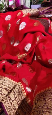 Pure Khaddi Georgette Fabric With Contrast Blouse (9)