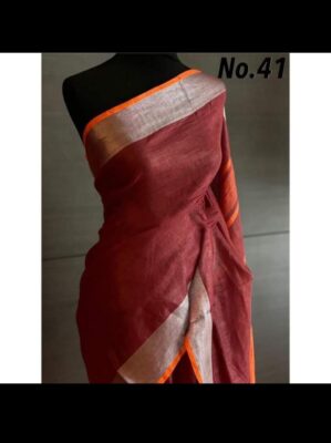 Pure Plain Linen Sarees Collection (1)