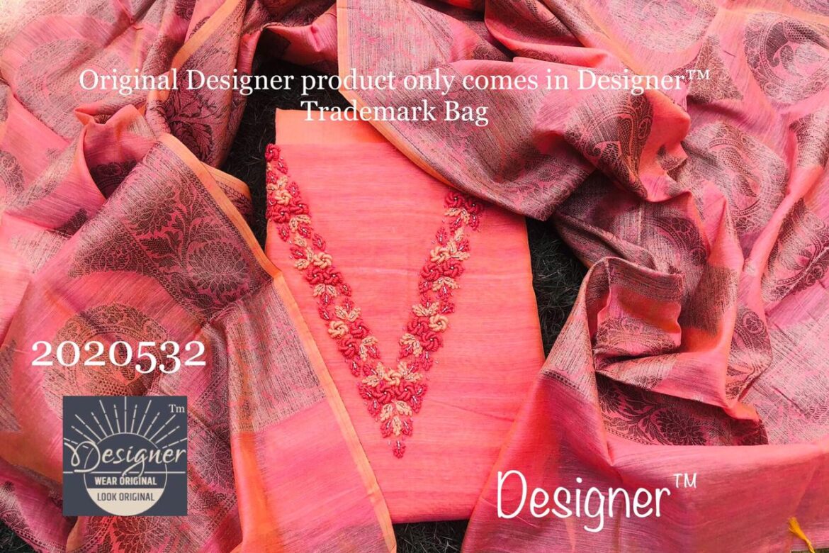 Slub Silk Handwork Dress Materials (3)