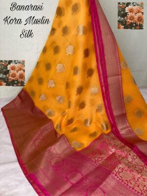 Banarasi Kora Muslin Organza Silk Sarees (1)