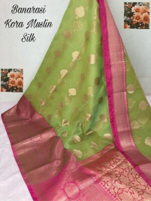 Banarasi Kora Muslin Organza Silk Sarees (19)