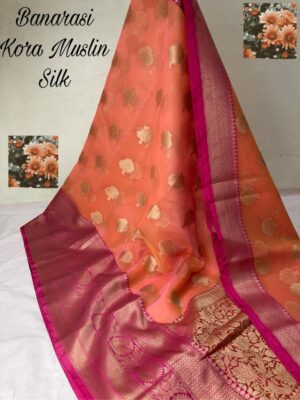 Banarasi Kora Muslin Organza Silk Sarees (24)