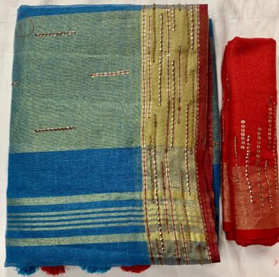 Exclusive Linen Sarees With Sequence And Beeded Work (13)