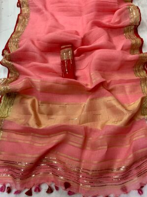 Exclusive Linen Sarees With Sequence And Beeded Work (19)