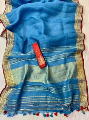 Exclusive Linen Sarees With Sequence And Beeded Work (20)