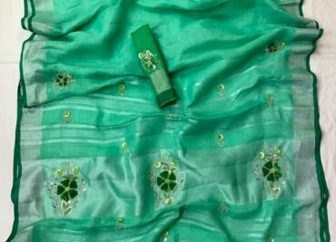 Exclusive Linen Sarees With Sequence And Beeded Work (25)