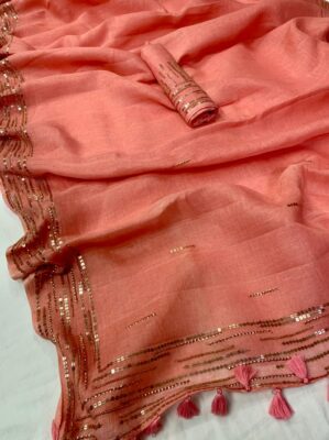 Exclusive Linen Sarees With Sequence And Beeded Work (26)