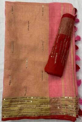 Exclusive Linen Sarees With Sequence And Beeded Work (7)