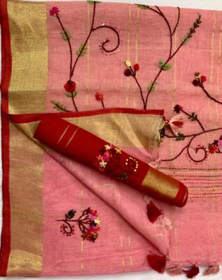 Latest Model Linen Embroidary Sarees (2)