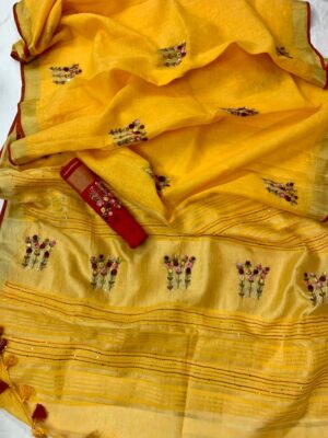 Latest Model Linen Embroidary Sarees (21)