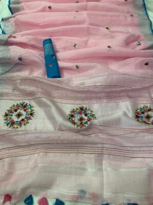 Latest Model Linen Embroidary Sarees (23)