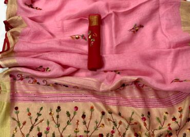 Latest Model Linen Embroidary Sarees (24)
