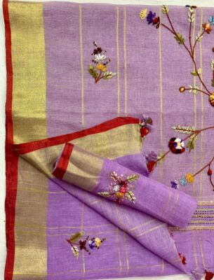 Latest Model Linen Embroidary Sarees (3)