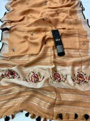 Latest Model Linen Embroidary Sarees (8)