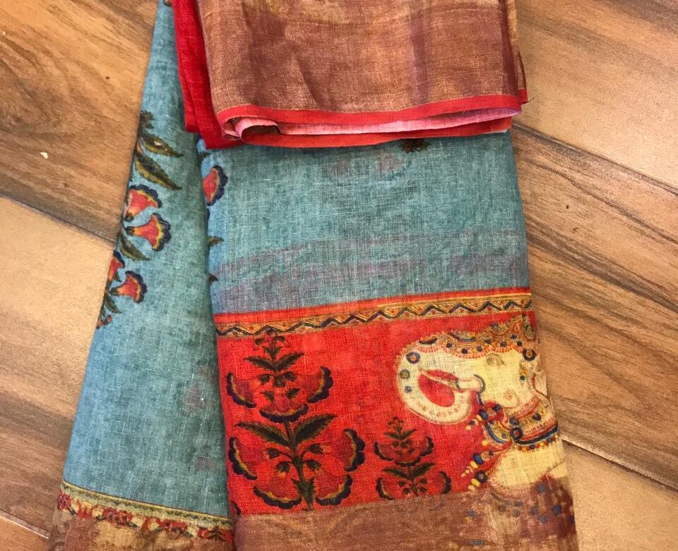 Latest Printed Linen Sarees (2)