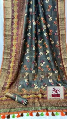 Pure Bishnupuri Tussar Silk Printed Sarees (7)