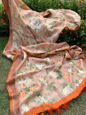 Pure Organic Printed Linen Sarees (10)