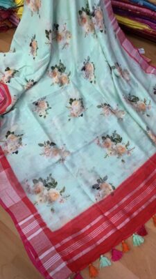 Pure Organic Printed Linen Sarees (17)