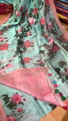 Pure Organic Printed Linen Sarees (18)