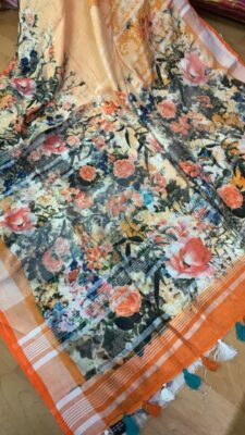 Pure Organic Printed Linen Sarees (21)