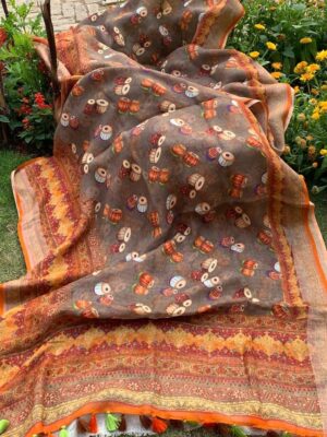 Pure Organic Printed Linen Sarees (36)
