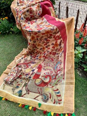 Pure Organic Printed Linen Sarees (4)