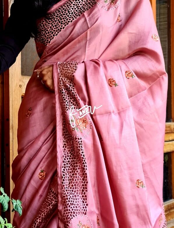 Butter Soft Tussar Silk Sarees With Embroidary (16)