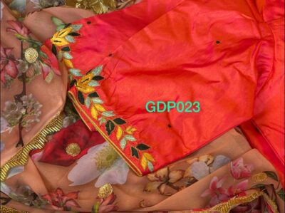 Digital Printed Pure Georgette With Sequence Sarees(4)