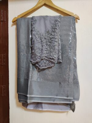 Exclusive Pure Chinon Sarees With Blouse (4)